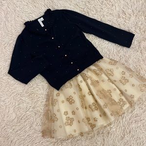 Toddler Girls Navy Blue and Gold Holiday/Party Outfit, Size 6.
